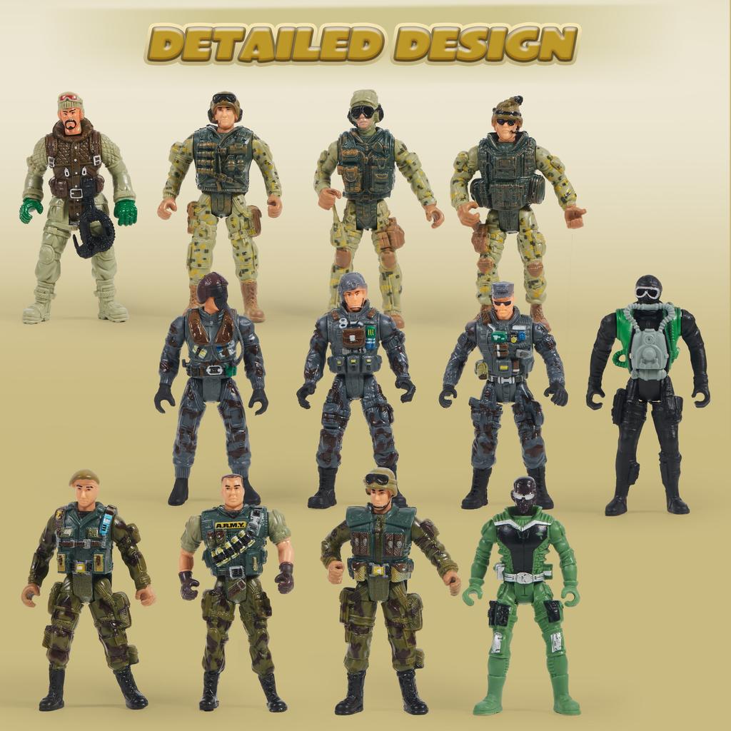 Joyfy Pcs Military Toy Soldiers Playset Army Men Team Weapons Accessories Boys Birthday Gift SWAT 16 and with for Kid Friendly Entertaining Fun Safe
