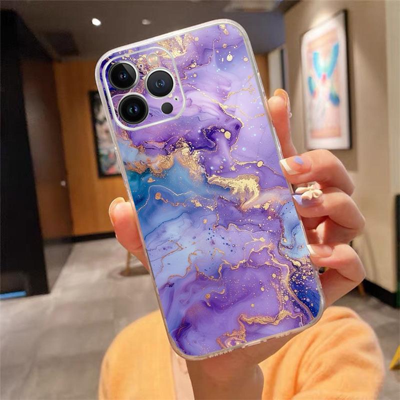 Phone Case Carcasa Funda For iPhone 16 15 13 14 11 12 Pro Max 16 14 12 13 Pro 15 Plus 16E Marble Case