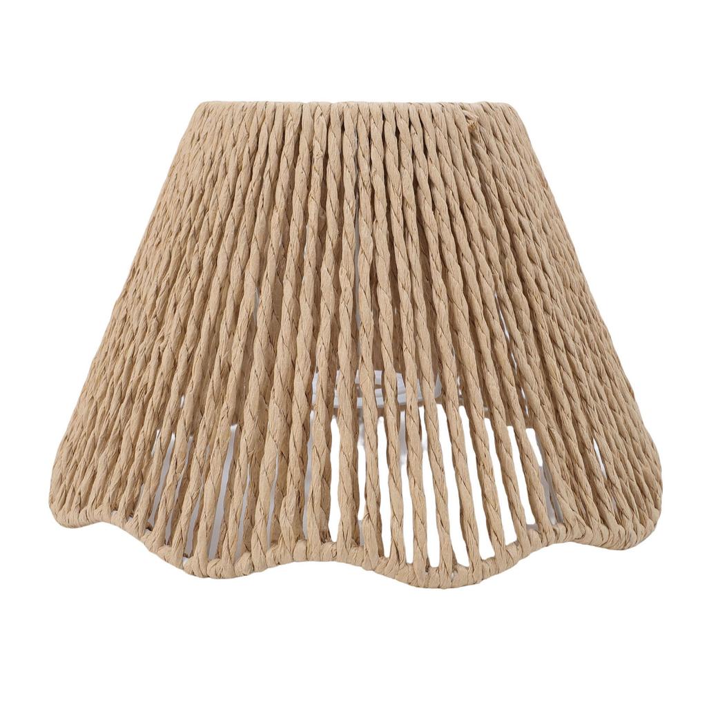 Abażur na lampę stołową tkany ze sznurka E27 E14 Dekoracyjny falowany brzeg Abażur do kuchni sypialni kawiarni