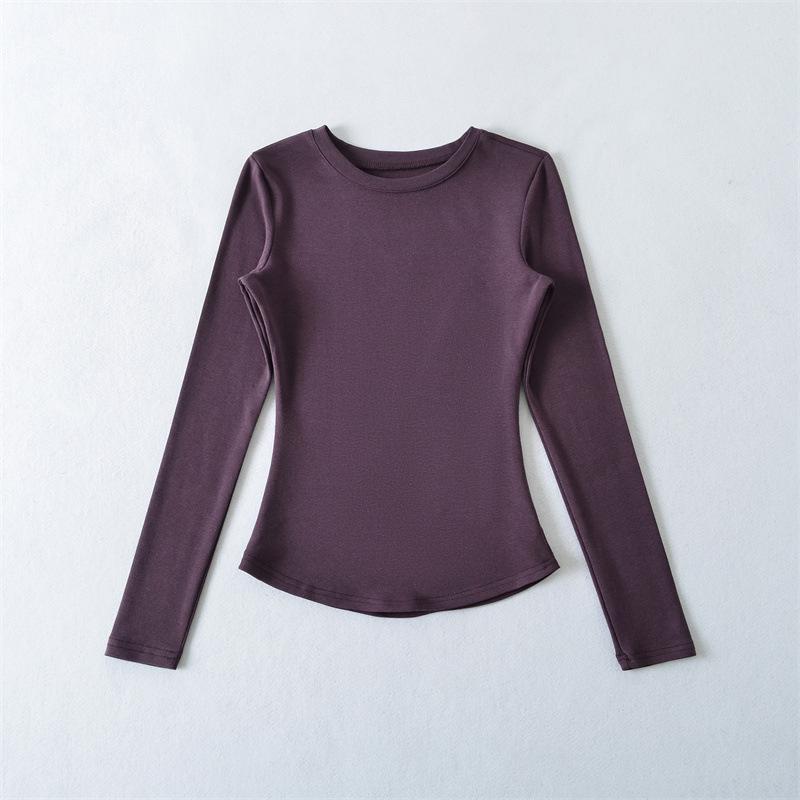 Spicy Girl Versatile Long-Sleeve Women's T-Shirt - Spring/Autumn, Comfortable Base Layer, Round Neck, Slim Fit