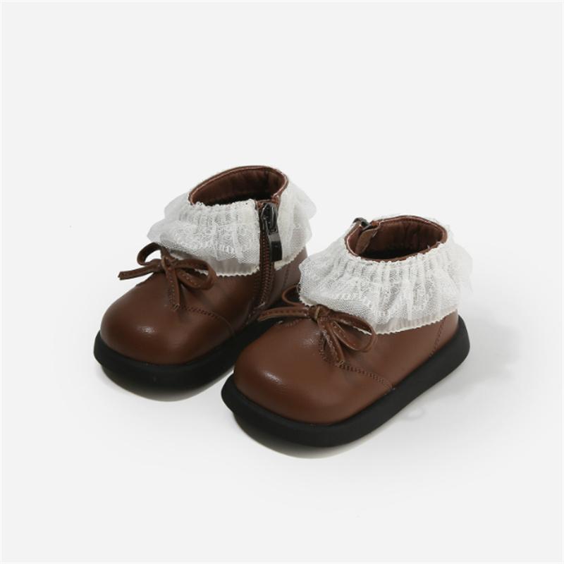 

Autumn Baby Shoes Leather Lace Butterfly-knot Princess Girls Shoes Kids Ankle Boots Toddler Baby Boots EU 15-25 23 коричневий