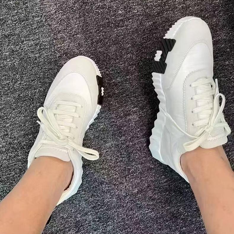 H Home Herren Leder Freizeitsneakers Schwarze Kleine Weiße Schuhe Paar Atmungsaktives Netz Herrenschuhe