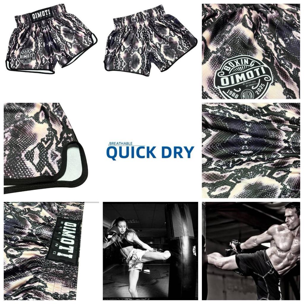 Snake Skin Leather Muay Thai Kickboxing Boxing MMA UFC Casual Shorts Gym Sport Unisex Men Women Workout Quick Dry Print Elastic High Waist Training