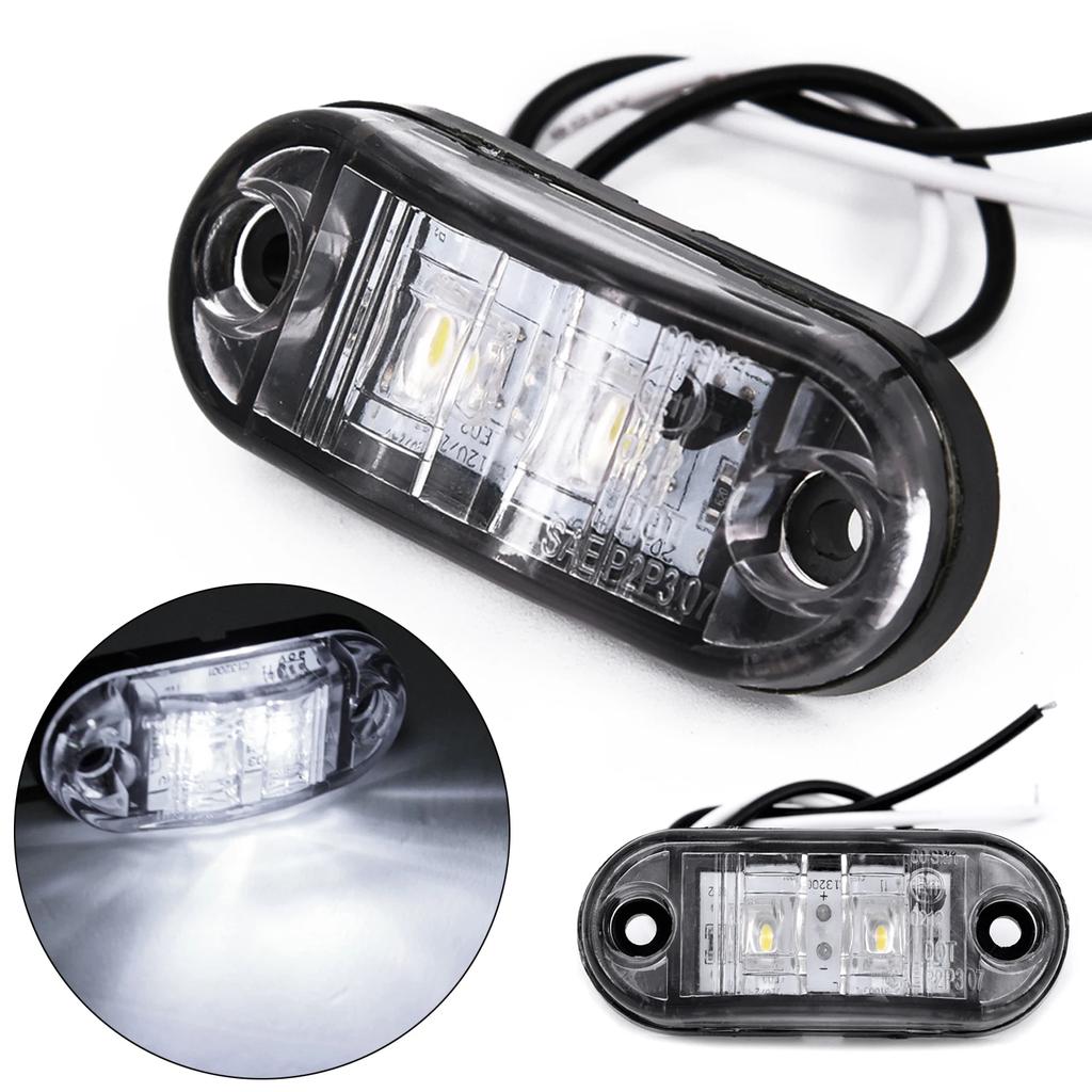 2Pcs DC 10V-30V LED Sides Marker Lights Car Alarm Tail Light External Lights  Auto Trailer Truck Lorry Lamps White Color