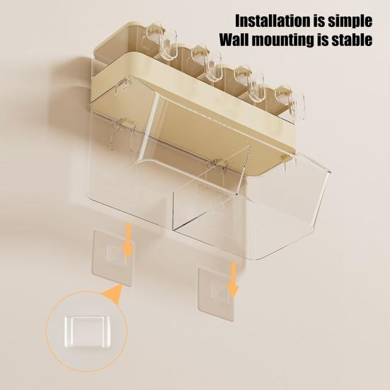 Wall Mount Spice Box Multi Grid Seasoning Jar Clear No-Drilling Sealed Against Moisture Dust Storage Container for Kitchen