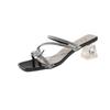 Womens Shoes 2026 Summer New Fashion Medium Heel Rhinestone Sandals Outdoor Dress Style Women Bow-knot Medium Heel Slippers