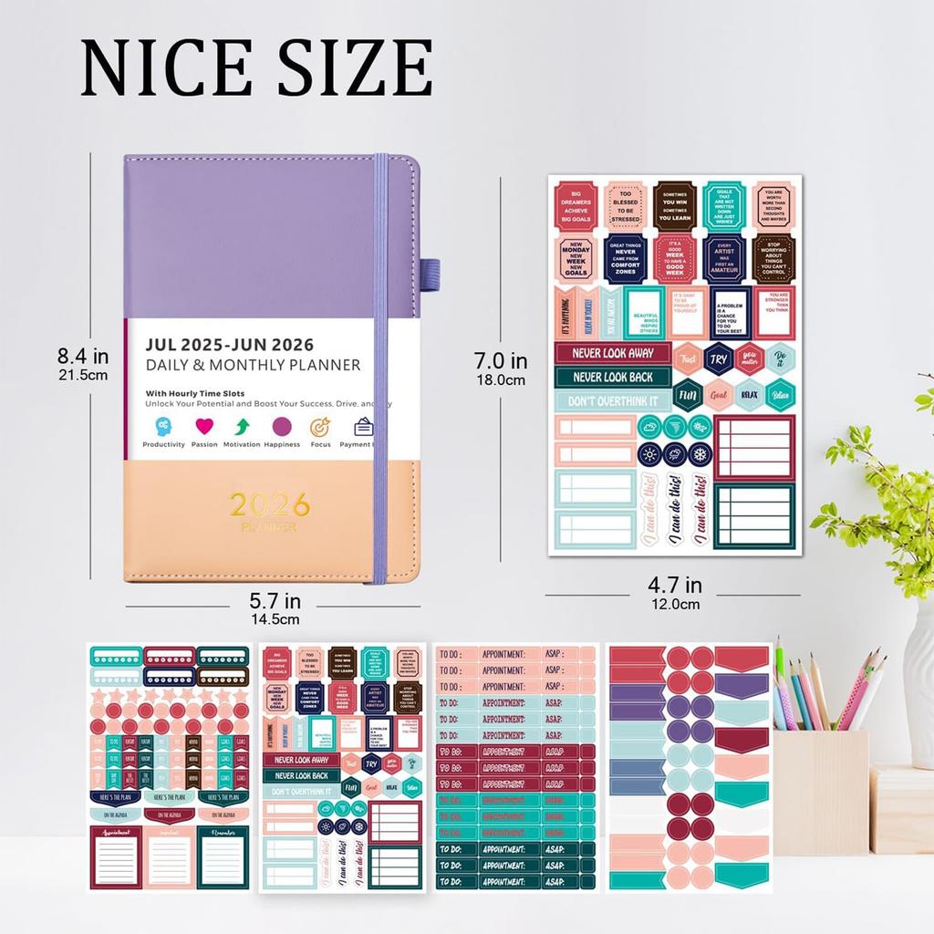 A5 English Planner Notebook 2026 Calendar Yearly Monthly Weekly Pages for Office Efficiency School and Daily Planning