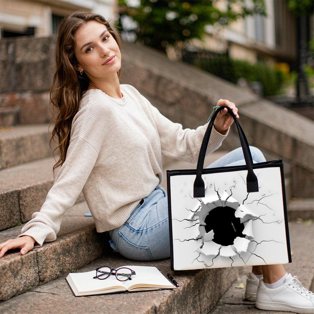 Crack Print Fashion Tote Bag Large Capacity Casual Shoulder Bag for Daily Use