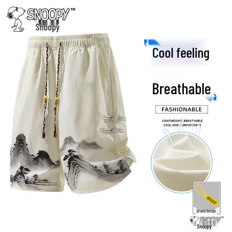 SNOOPY Men s Summer Ice Silk Casual Sports Beach Shorts 4XL