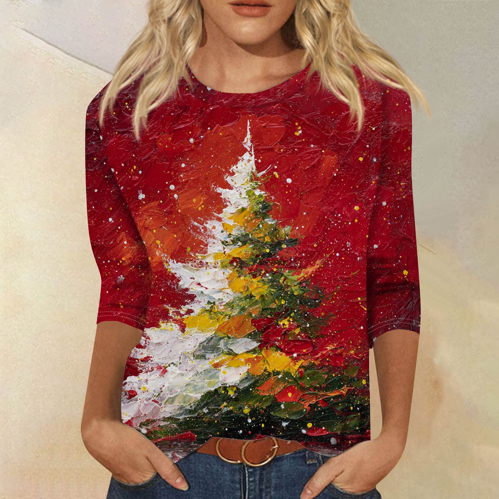 

Женская модная повседневная футболка с рукавом три четверти, принтом на Хэллоуин и круглым вырезом XL жёлтый