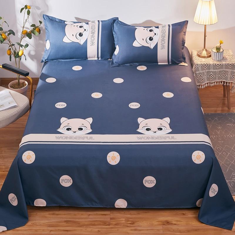 Washed Cotton Flat Sheets Summer Breathable Bedroom Bedding Mattress Cover Soft Minimalist Double Bed Sheet 180x230cm Household