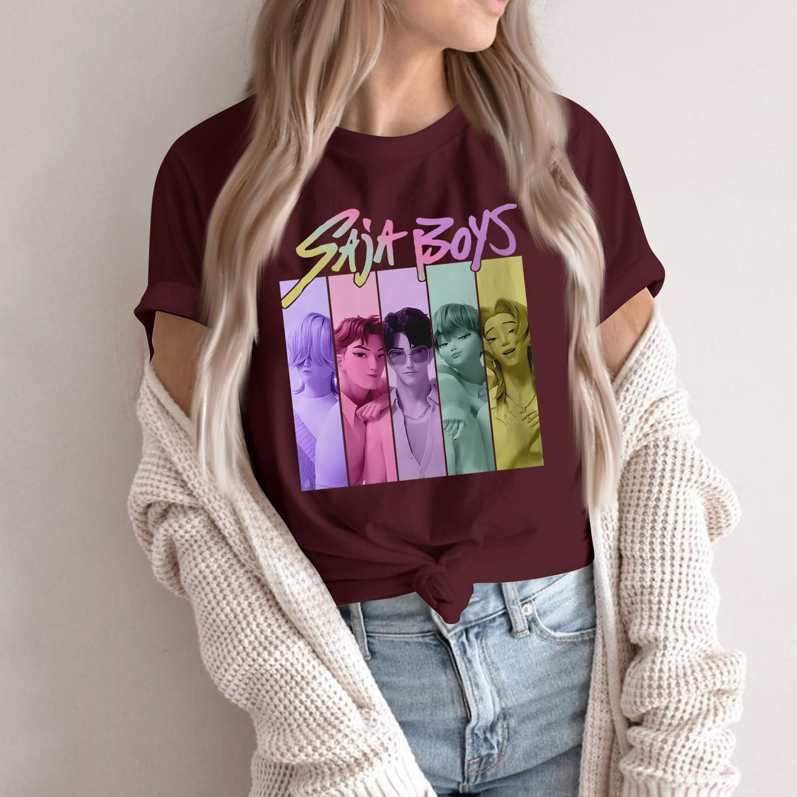 

Women s Round Neck Short Sleeve T-shirt Casual Loose Top L винний