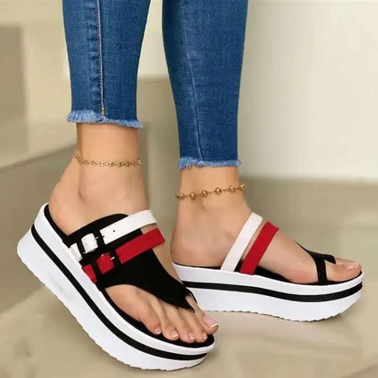 Mode Sommer Knöchelriemen Flach Damensandalen Peeptoe Einfach Schuhe 4 Farben D