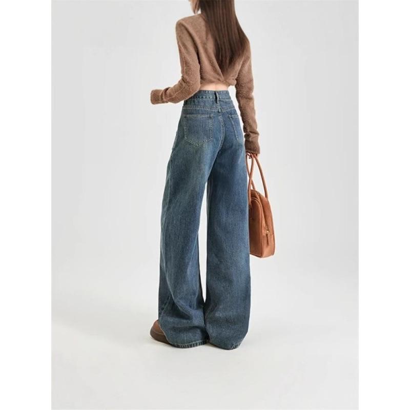 Dámské americké retro džíny s vysokým pasem a širokými nohavicemi - jarní/podzimní edice