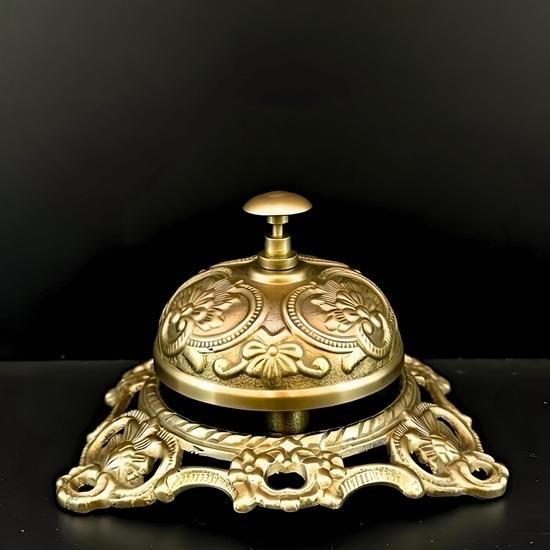 Vintage Brass Desk Bell  Ornate Floral Reception Service Bell, Countertop Ringer for Hotels