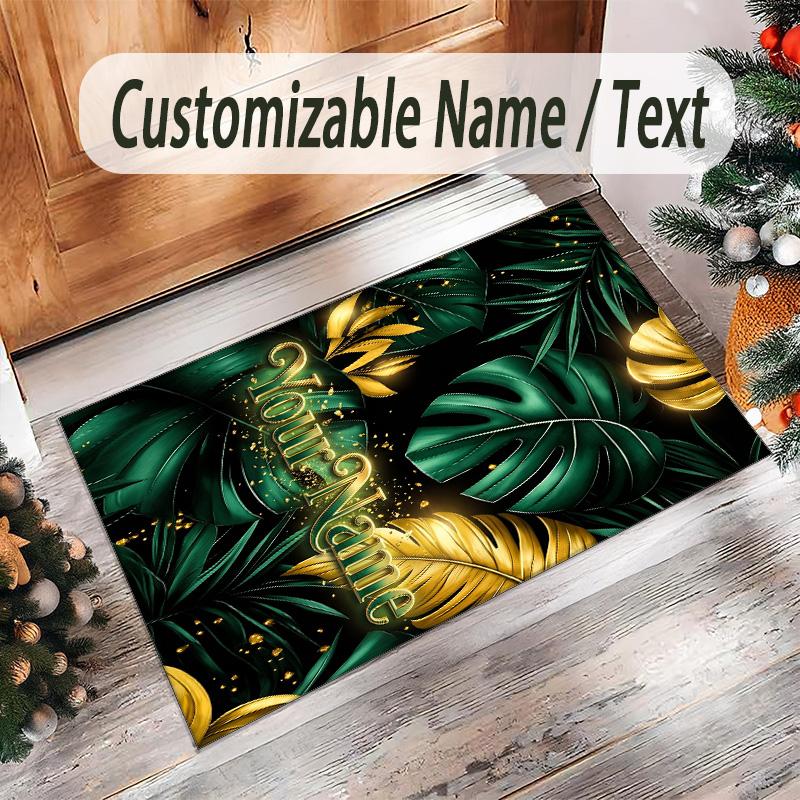 Decorative Artwork Theme Crystal Velvet Rug Personalized Custom Name Text Soft Floor Mat Home Decor