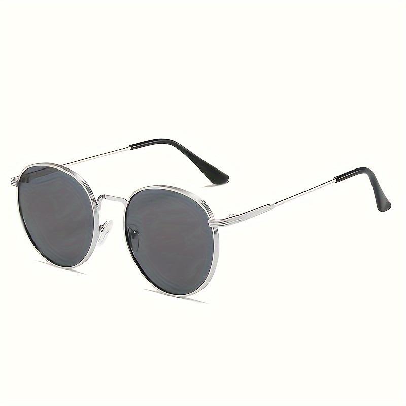 Retro Round Frame Men s and Women s Metal Frame Lightweight and Fashionable Outdoor Sunglasses серебряный серый