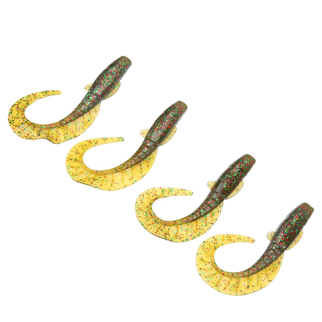 4 Pcs Fishing Lure Simulation Fishing Bait Lifelike PVC for Freshwater Bass Mandarin Fish Green