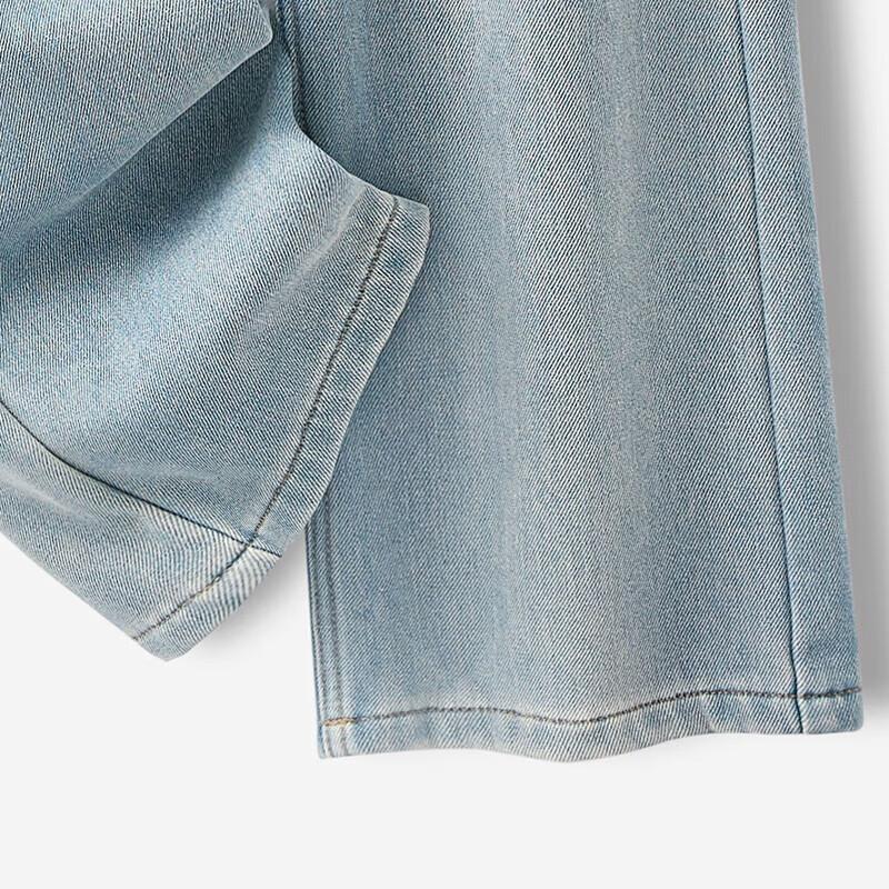 Jeans da Donna a Vita Alta Lavati con Fodera in Peluche a Gamba Larga