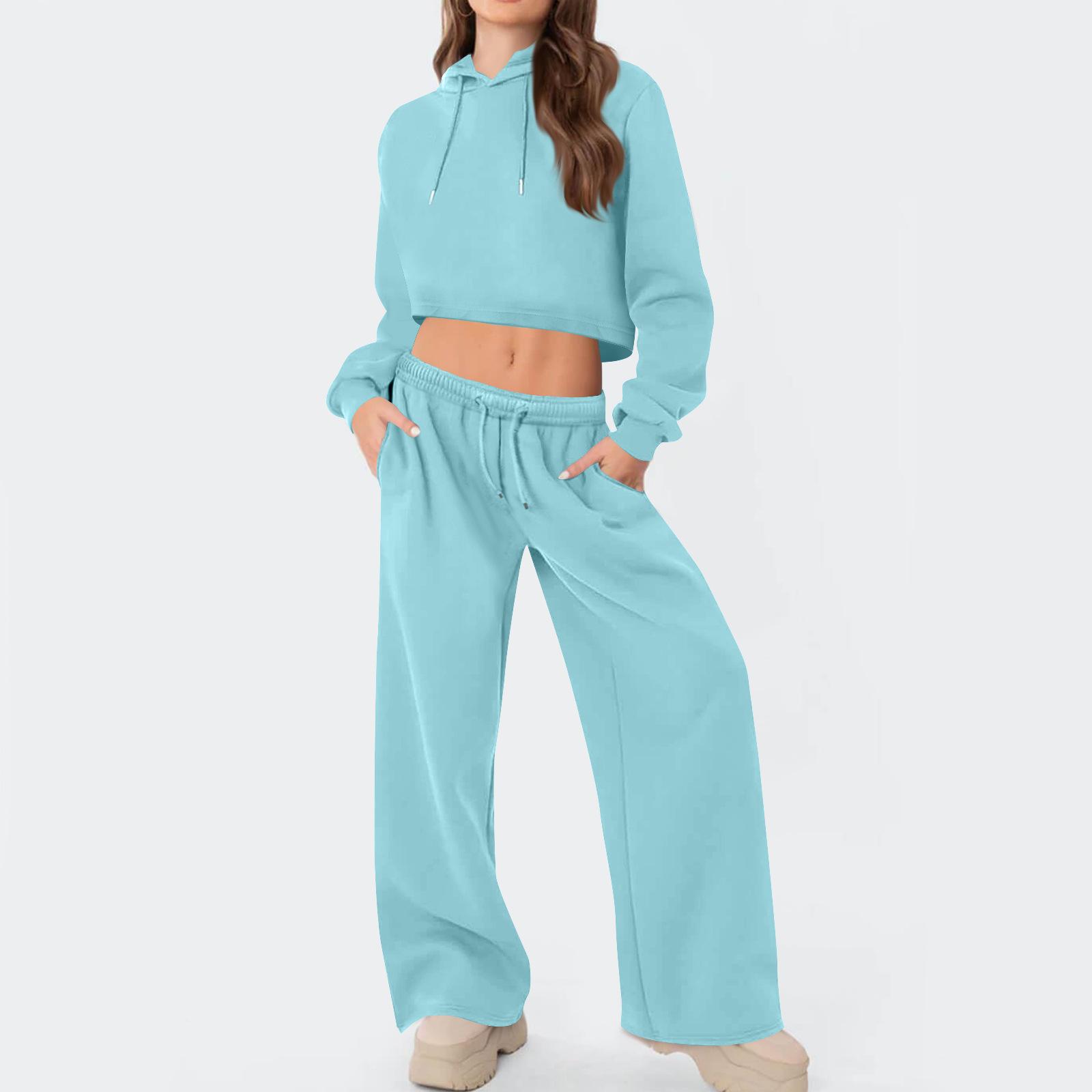

Women s Loose Short Fashionable Long-sleeved Trousers Two-piece Suit L