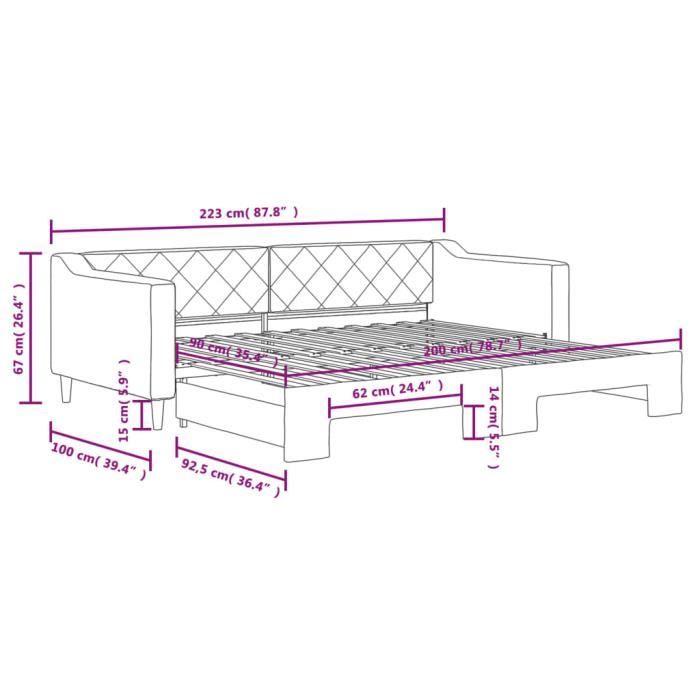 VidaXL Daybed with Trundle Taupe 90x200 Cm Fabric 3197429