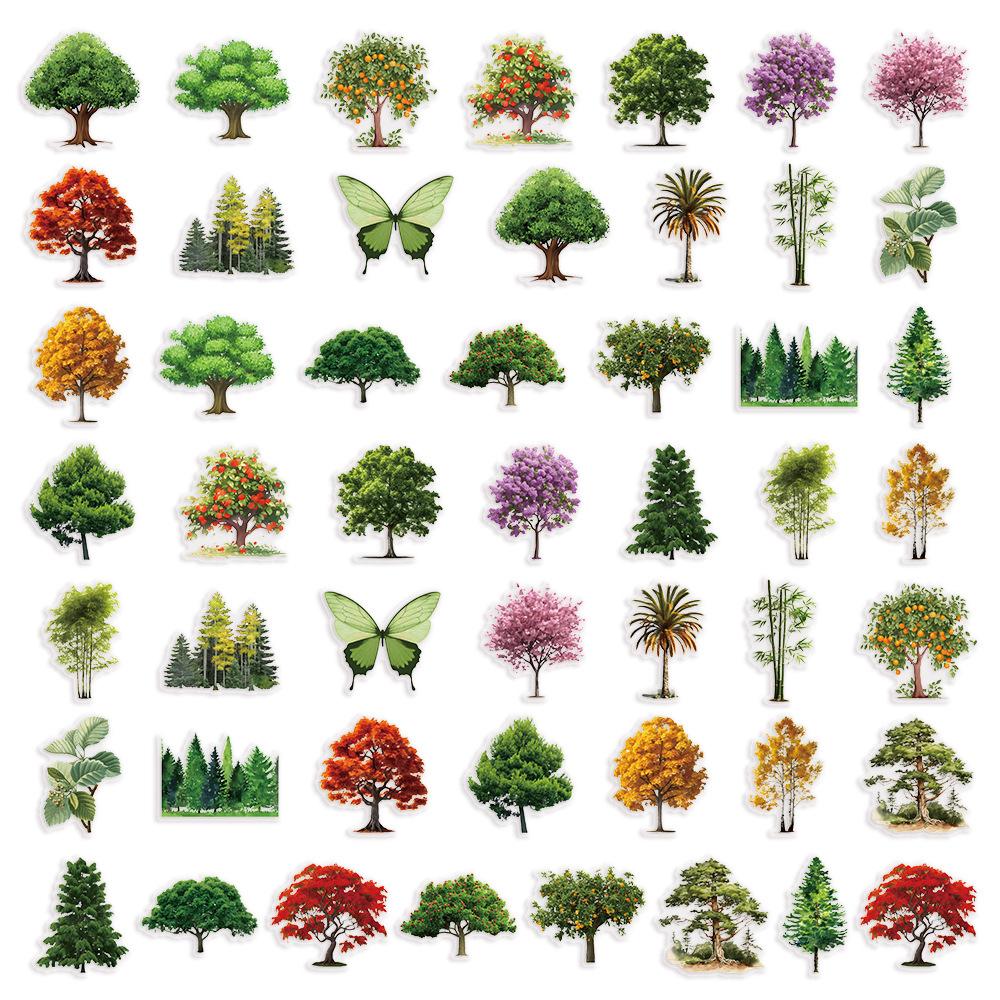 

50 Pcs Cute Cartoon Transparent Forest Secret Stickers Natural Forest Plant Landscape Decal Laptop Phone Decoration Sticker 50Pcs/set