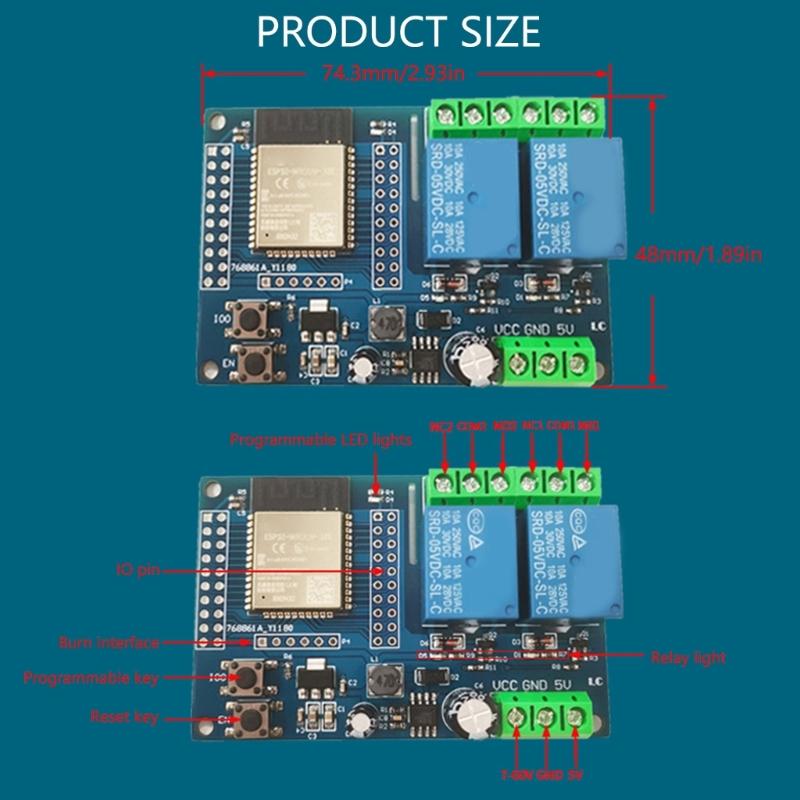 DC5-60V Power Supply 2 Channel Relays Module Replacement Relays Development Board Double Channel WIFI Relays Module