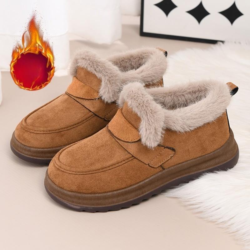 Cotton Shoes Women's Padded Autumn and Winter Snow Boots Meilad Women's Cotton Shoes Outside The Round Head Flat Bottom Mum Shoes Outdoor Winter Shoes