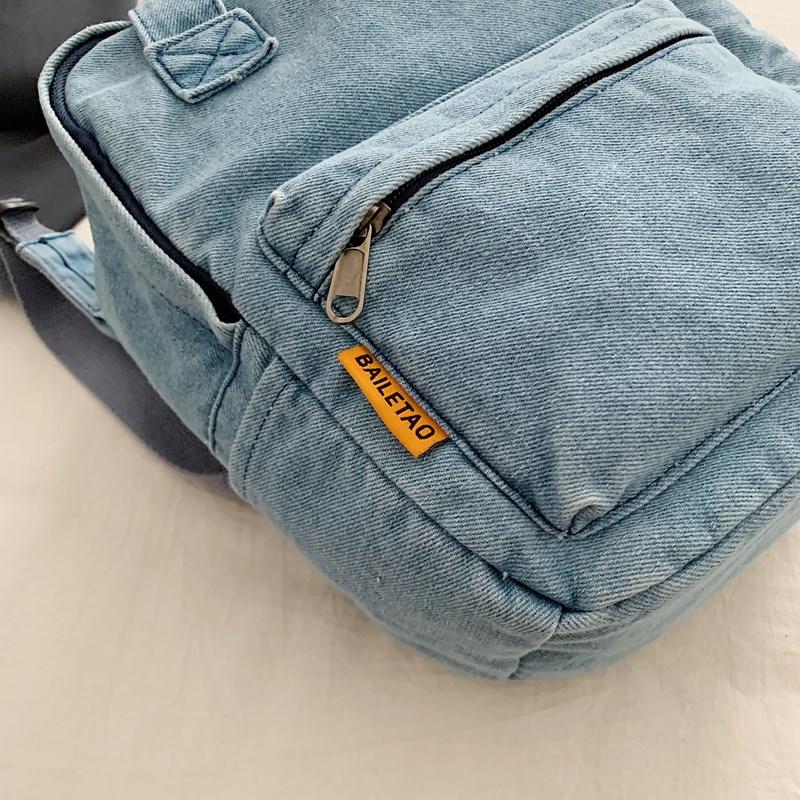 Retro Denim Backpack Student Schoolbag