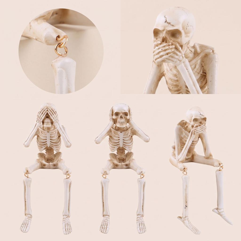Halloween Resin Figurine -, Hear No, Speak No Skeleton Decoration for Party Home Decor