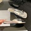 Fashion Female Low Heel Footwear Wedges Slippers Slides Shoes For Women Fashion Butterfly-Knot Ladies Heeled Slippers Sandals Shoes