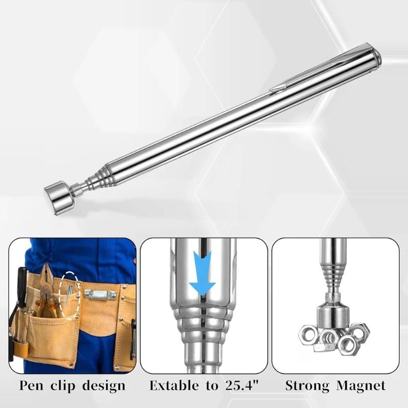 3pcs Retractable Rod for Car Repair Machinery Maintenance Garage Workshop Telescoping Extendable Magnet Pen Magnetic Pickup Tool