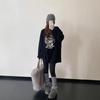 Korean Style Women's Winter Thick Velvet Printed Long Sleeve Casual T-shirt, 2026 Fashion