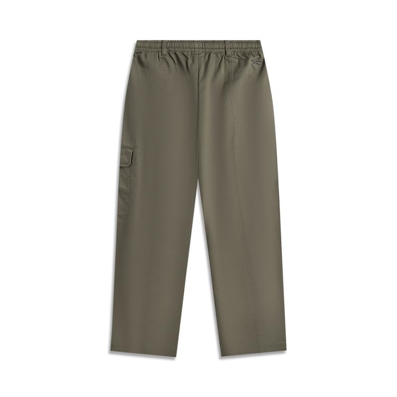 Li Ning CF Outdoor Multi-Pocket Straight Leg Casual Pants Women Bottoms Tea-Green AKXV074-2