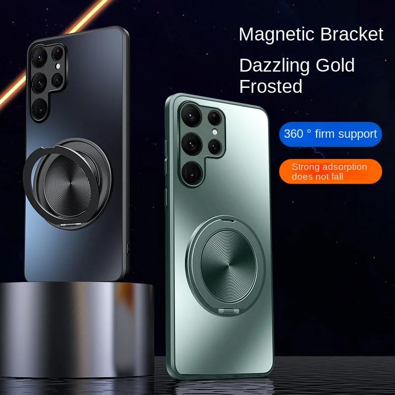 Magnetic Stand Magsafe Case for Samsung Galaxy S24 S23 S22 Ultra Plus Shockproof Hard Matte Ring Holder 360°Rotating Kickstand Protective Back Cover