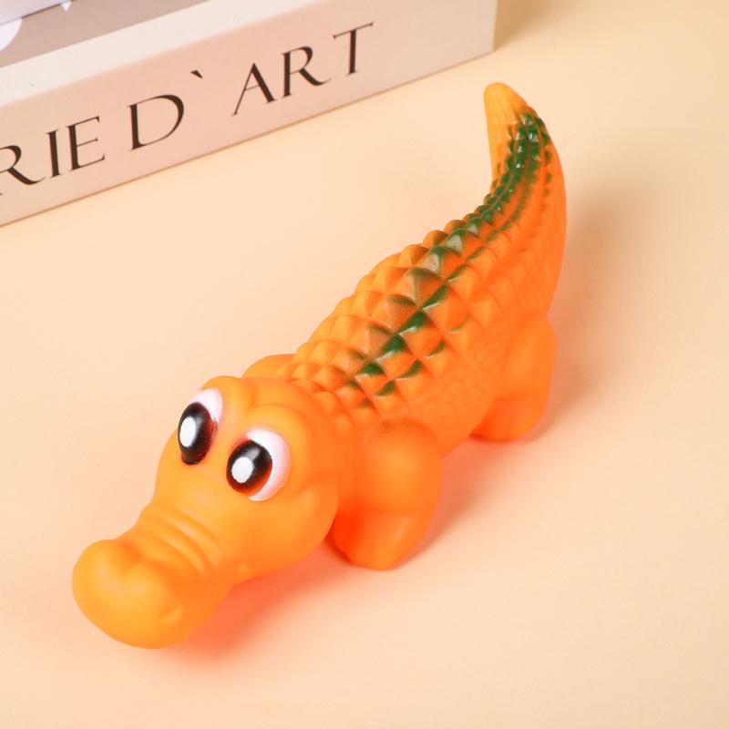 Quietschendes Gummi-Krokodil Hundespielzeug - Langlebiges Kau- und Spiel-Haustierspielzeug für Hunde, Lustiges Tierdesign für interaktive Spiele