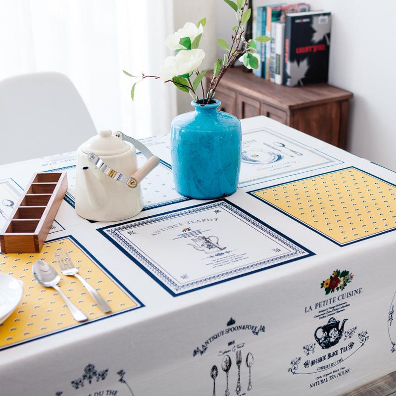 Abstraktní čtvercové tištěné vzory Kryt na stůl Bavlna Len Domácí stolování Dekorovaný Americký styl Lze prát ubrus