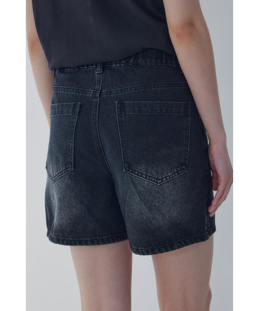 Bobeu Vintage Washed Denim Shorts_Black 7156255004