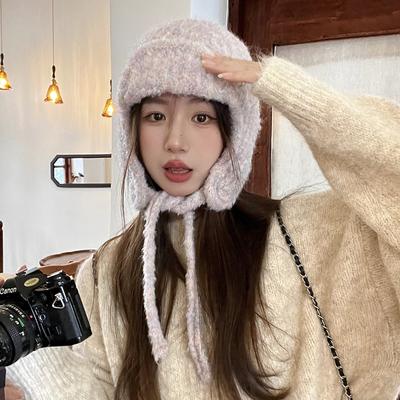 Winter Atmosphere Knitted Wool Hat Women Autumn and Winter Warm Cycling Ear Protection Flying Hat Skiing