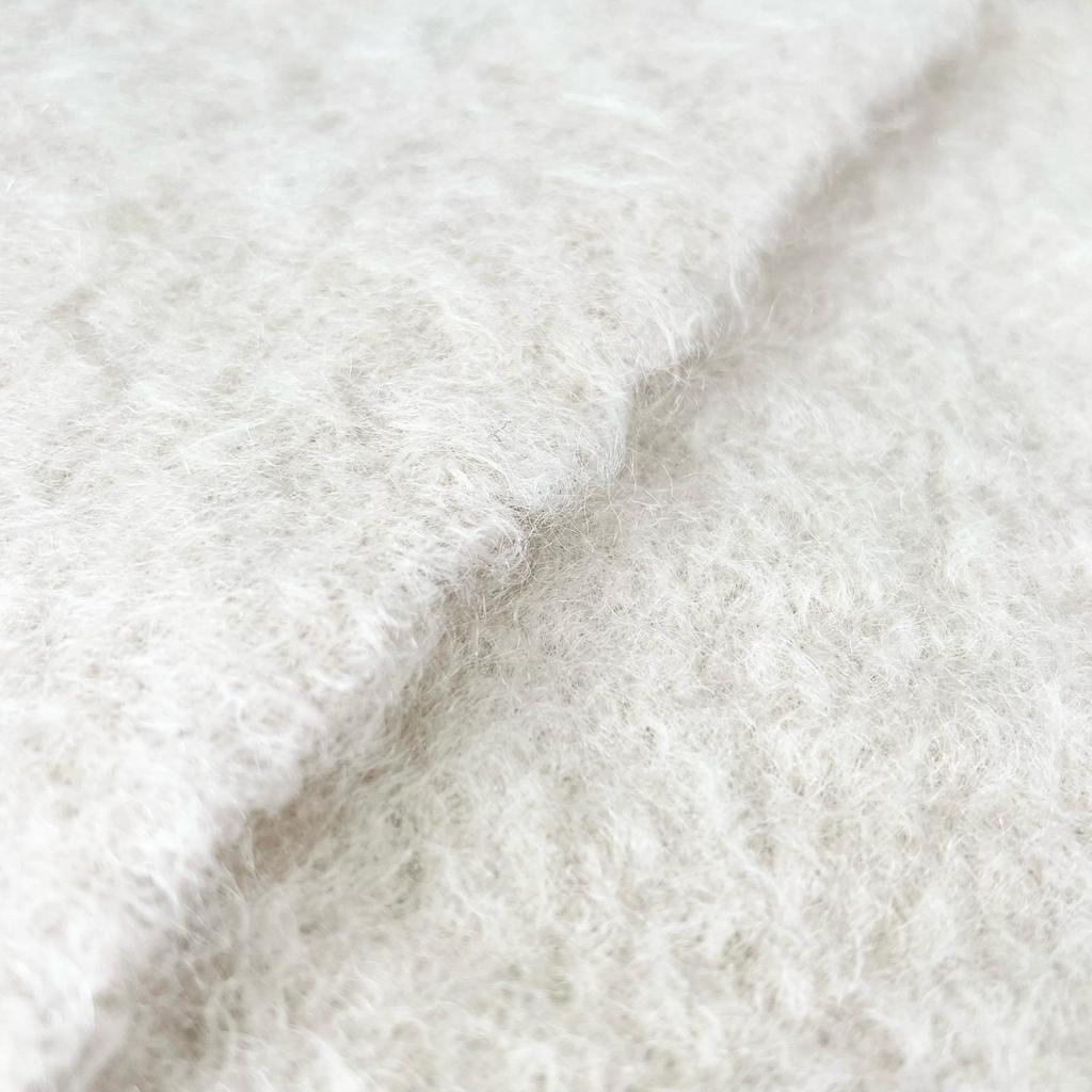 Excellent LOEWE Scarf Anagram leather patch white mohair Women Used