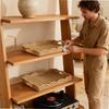 Large Capacity Food Serving Tray Rectangular Woven Decorative Platter Woven Storage Tray  Household