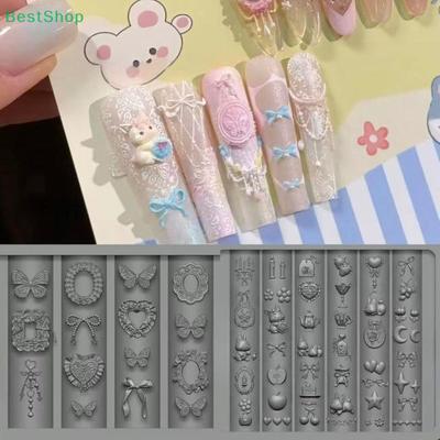 3D Silicone Nail Art Mold Bowknot, Butterfly, Little Rabbit, Photo Frame Design DIY Nail Decor Clear Manicure Template