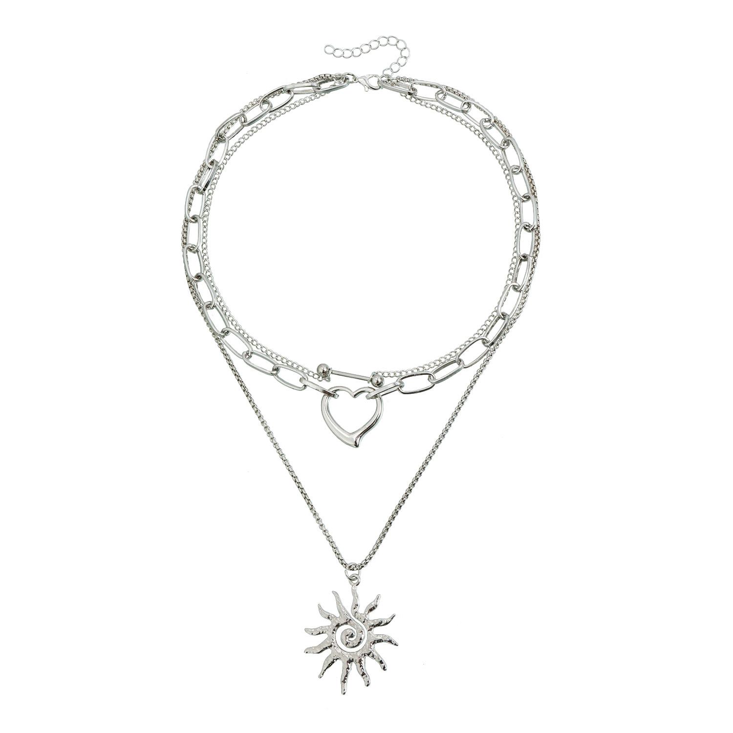 

Jewelry cold wind sunflower love necklace, personalized and creative multi-layer trend Necklace