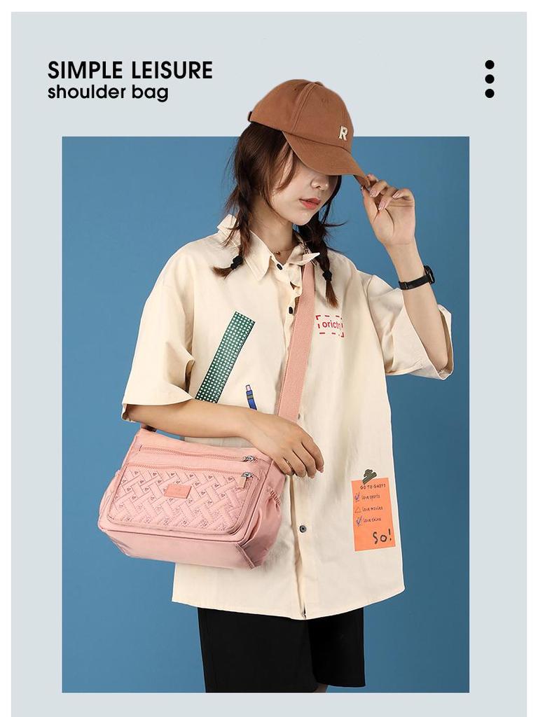 Women's Lightweight Water-Repellent Nylon Crossbody Shopping Bag