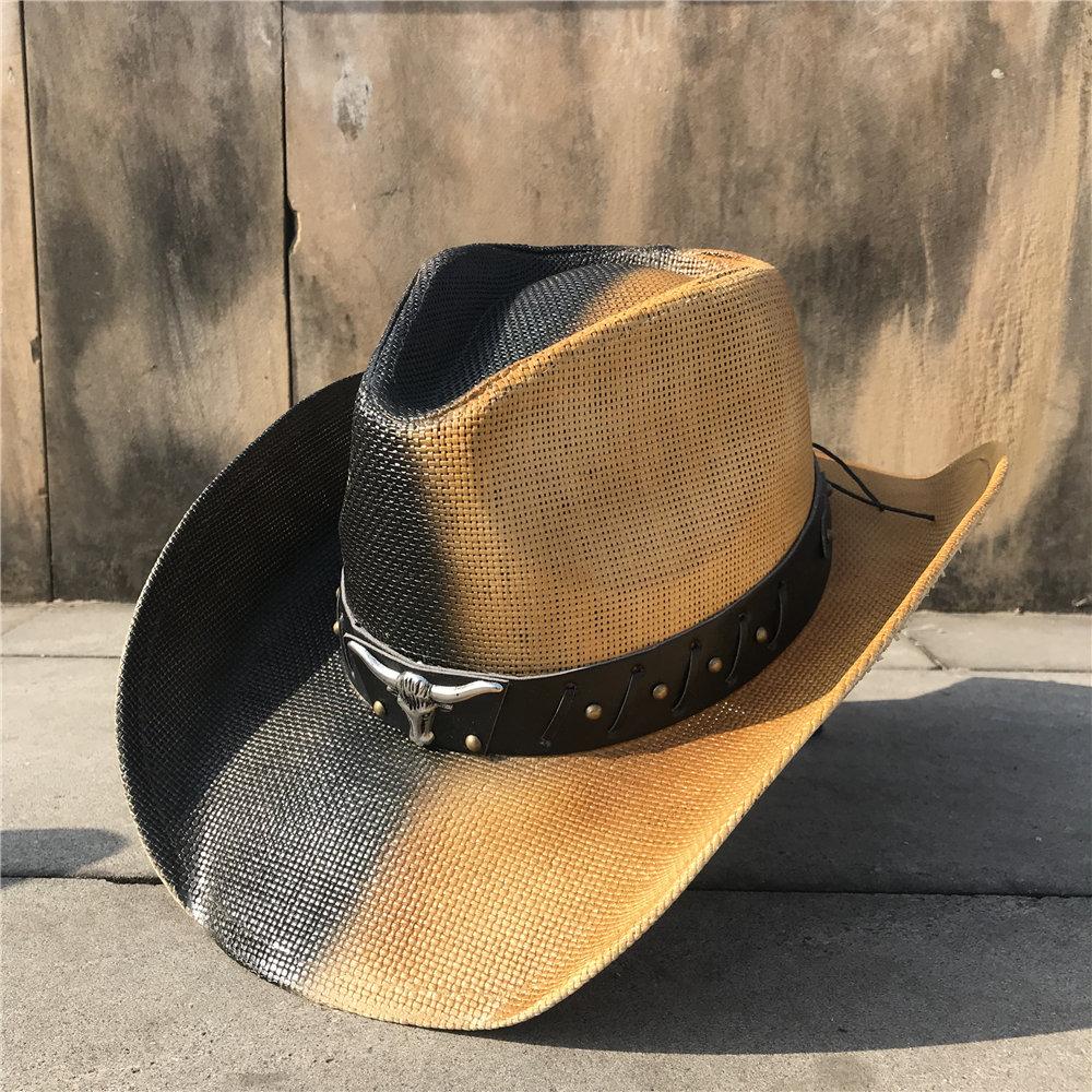 Pălărie de cowboy occidentală 100% din piele pentru bărbați, pentru gentleman, tată, Jazz, Sombrero Hombre, mărimea 58-59CM, stil 36