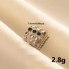 Punk Silver Color Black Enamel Sun Moon Star Eye Rings For Women Men Accessories Stainless Steel Ring Open Finger Jewelry Bagues