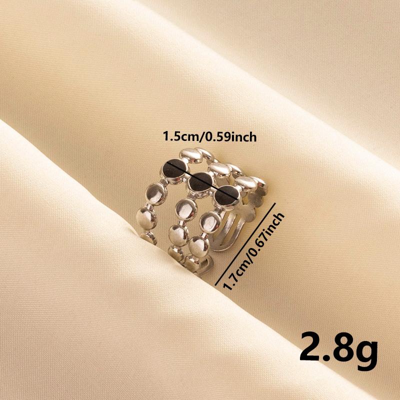 Punk Silver Color Black Enamel Sun Moon Star Eye Rings For Women Men Accessories Stainless Steel Ring Open Finger Jewelry Bagues