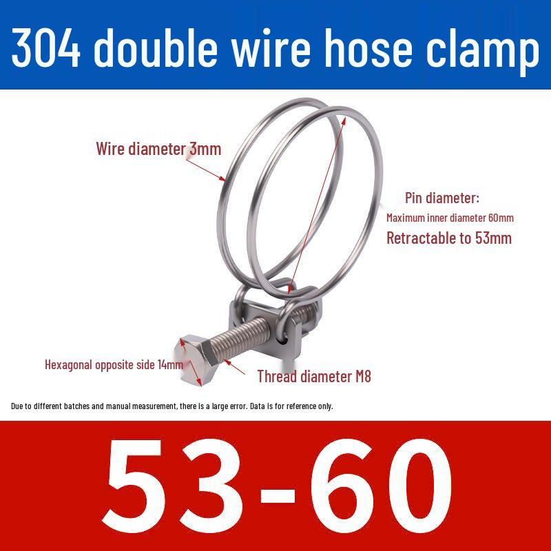 Doppeldraht-Schlauchschelle aus Edelstahl für Feuer-, Wasser-, Gasleitungen - Verdickt