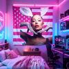 Pink American Flag Female Star Print Wall Tapestry Neon Aesthetic For Gaming Room Dorm Bedroom Home Decor
