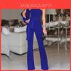 Elegantes Monos de Mujer con Cinturón y Piernas Acampanadas Moda de un Hombro Rompers Sexy para un Estilo sin Esfuerzo
